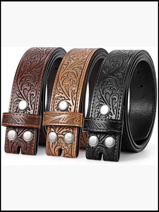 3 Pack Western Leather Belts Without Buckle, Adjustable Straps main image 4